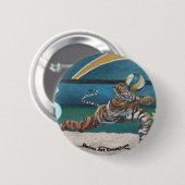 Kat Warrior Playing Volleyball Fantasy Button (Vorne & Hinten)