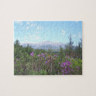 Katahdin und lila Blumen Puzzle