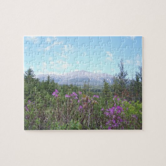 Katahdin und lila Blumen Puzzle (Horizontal)