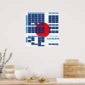 Katakana Japanisches Alphabet Poster (Flag/Blau) (Küche)