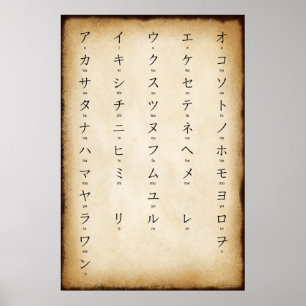 Katakana mit Romaji-japanischem Antistil Poster
