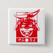 [Katakana] Roter Samurai-Charakter Button (Vorderseite)