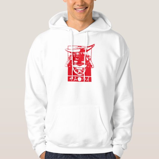 [Katakana] Roter Samurai-Charakter Hoodie (Vorderseite)