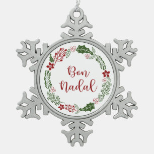 Katalan frohe Weihnachtsfeier, Bön Nadal Schneeflocken Zinn-Ornament