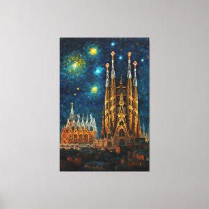 Katalan Starry Night   Gaudí Meets Van Gogh Leinwanddruck