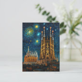 Katalan Starry Night | Gaudí Meets Van Gogh Postkarte (Stehend Vorderseite)