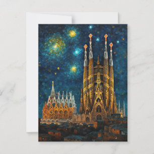 Katalan Starry Night   Gaudí Meets Van Gogh Postkarte