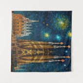 Katalan Starry Night | Gaudí Meets Van Gogh Wandteppich (Vorderseite (Horizontal))