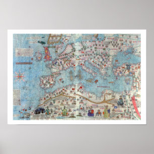 Katalanische Atlas: Einzelheiten zu Nordafrika und Poster