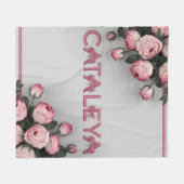 KATALEYA bestickte Rose Kissen & Keule Fleecedecke (Vorderseite (Horizontal))