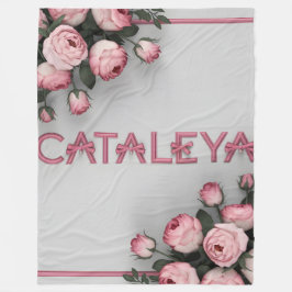 KATALEYA bestickte Rose Kissen & Keule Fleecedecke