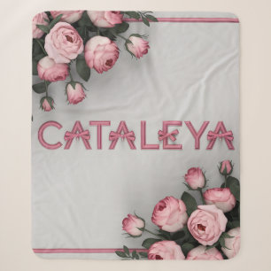 KATALEYA bestickte Rose Kissen & Keule Sherpadecke