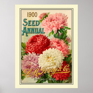 Katalog mit Vintage-Gartensamen Poster