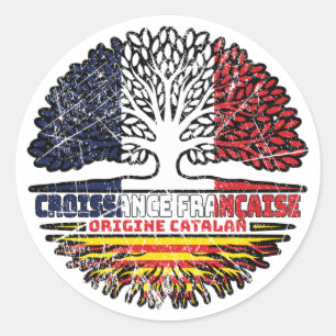 Katalonien Katalonien Fahne der französischen Baum Runder Aufkleber