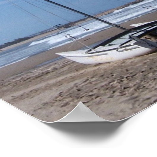 Katamaran am Strand Poster (Ecke)