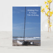 Katamaran Boat Personalisiert 70. Geburtstag Karte (Gelbe Blume)