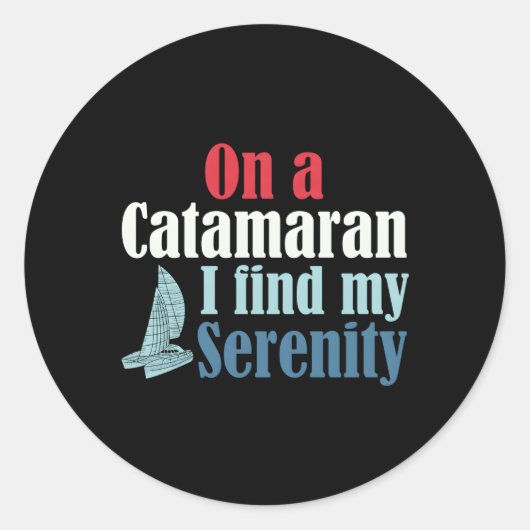 Katamaran Boat Sailing Runder Aufkleber (Vorderseite)