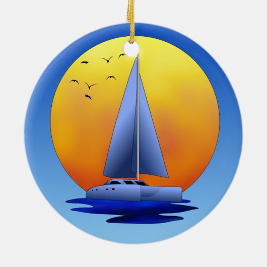 Katamaran-Segeln Keramikornament (Hinten)