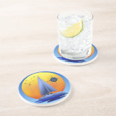 Katamaran-Segeln Sandstein Untersetzer (Seite)