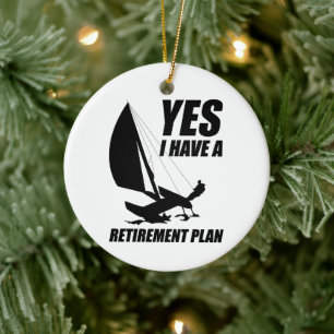 Katamaran-Trapezkapitän im Ruhestand Keramik Ornament