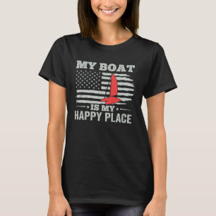 Katamaran Zwei Rümpfe Segeln Amerikanische Flagge T-Shirt
