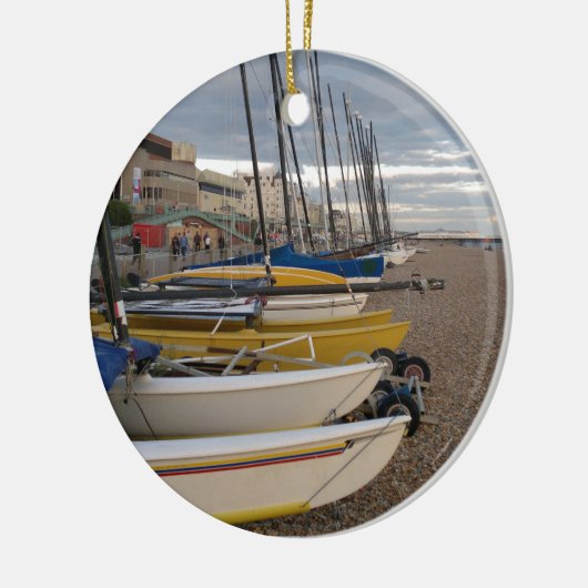 Katamarane am Strand Keramik Ornament (Links)