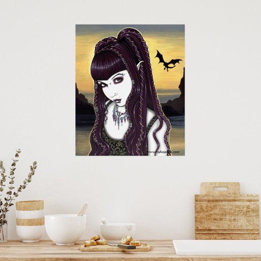 Katana Gothic Dragon Goddess Poster (Küche)