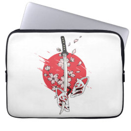 Katana Kirschblüten Fuchs-Maske Laptopschutzhülle