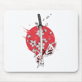 Katana Kirschblüten-Fuchsmaske Mousepad