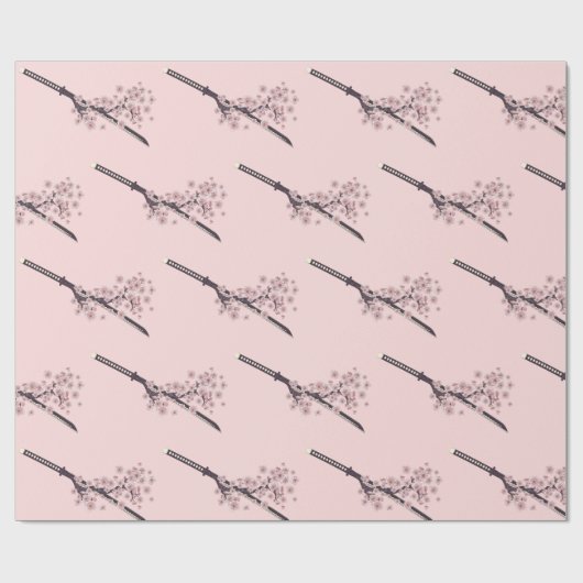 Katana mit Sakura-Zweig Geschenkpapier (Flach)