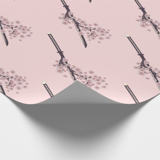 Katana mit Sakura-Zweig Geschenkpapier (Ecke)