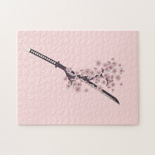 Katana mit Sakura-Zweig Puzzle (Horizontal)