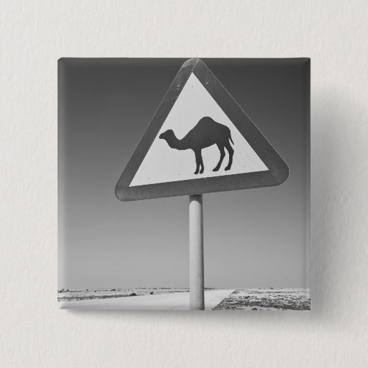 Katar, Al Zubarah. Camel Crossing Road Button (Vorderseite)