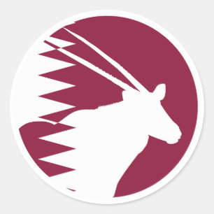 Katar Arabian oryx Qatari Nationale Tierflagge Runder Aufkleber