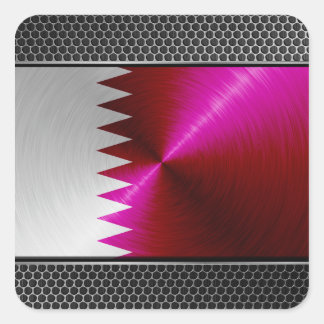 Katar-Flag im Metallaussehen Quadratischer Aufkleber