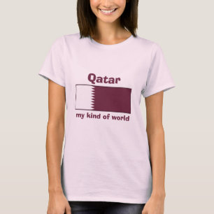 Katar-Flag + Karte + Text-T - Shirt