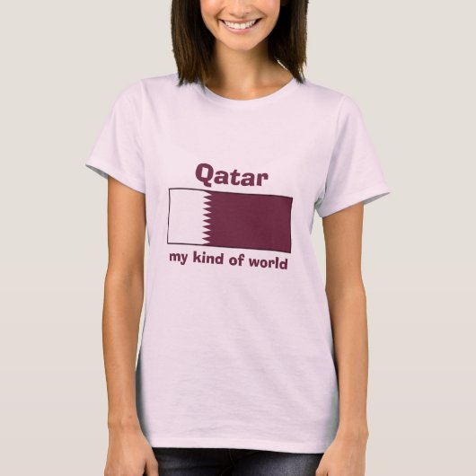 Katar-Flag + Karte + Text-T - Shirt (Vorderseite)