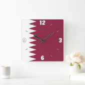 Katar Flag Maroon White Numbers Patriotic Quadratische Wanduhr (Zuhause)