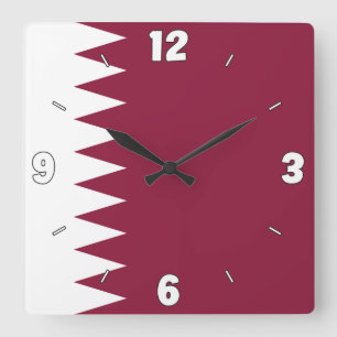 Katar Flag Maroon White Numbers Patriotic Quadratische Wanduhr
