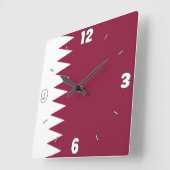 Katar Flag Maroon White Numbers Patriotic Quadratische Wanduhr (Winkel)