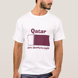 Katar-Flagge + Karte + Text-T-Shirt T-Shirt