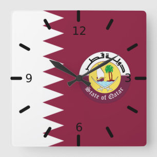 Katar-Flaggenemblem Quadratische Wanduhr