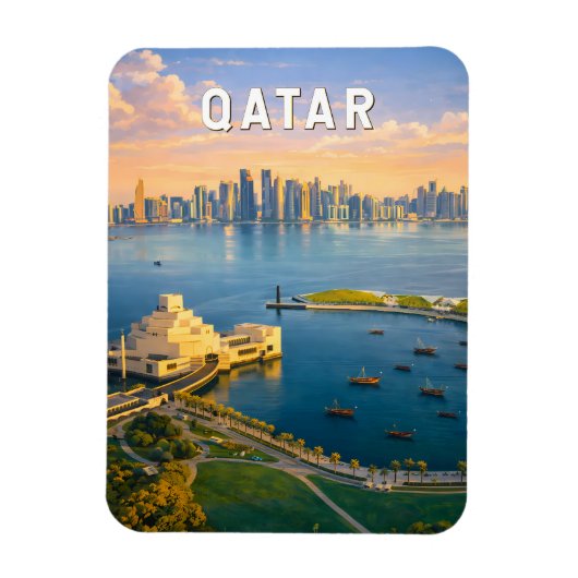 Katar Illustration Reise Kunst Vintage Magnet (Vertikal)