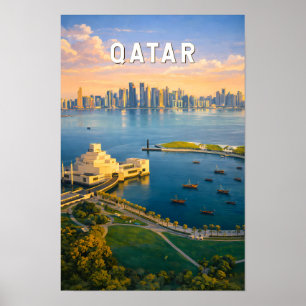 Katar-Illustration Reise Kunst Vintage Poster