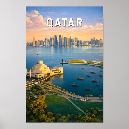 Katar-Illustration Reise Kunst Vintage Poster (Vorne)