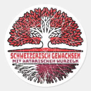Katar Katarisch Schweizer Schweiz Baum Wurzel Runder Aufkleber