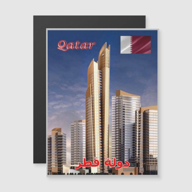 Katar - Panorama - Skycrapers - Magnetkarte (Vorne/Hinten)