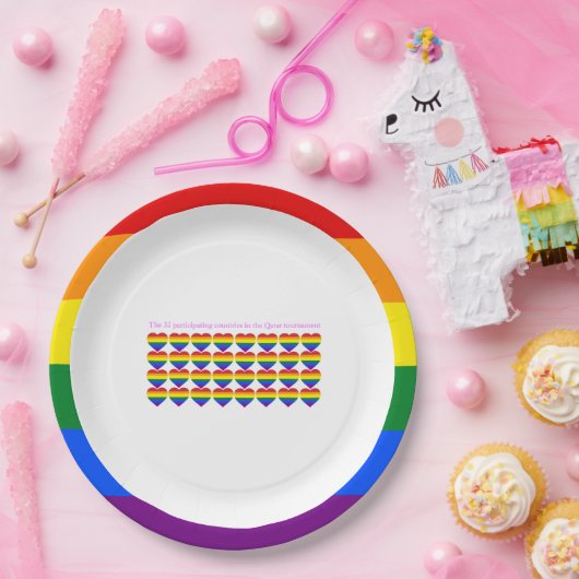 Katar Turnier 2022 Länderflaggen LGBTQ Pappteller (Party)