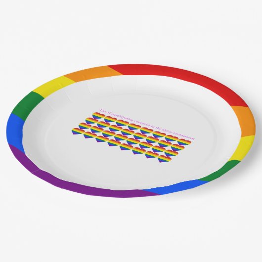 Katar Turnier 2022 Länderflaggen LGBTQ Pappteller (Schrägansicht)