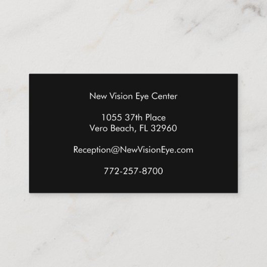 Katarakt-Operation Visitenkarte (Rückseite)